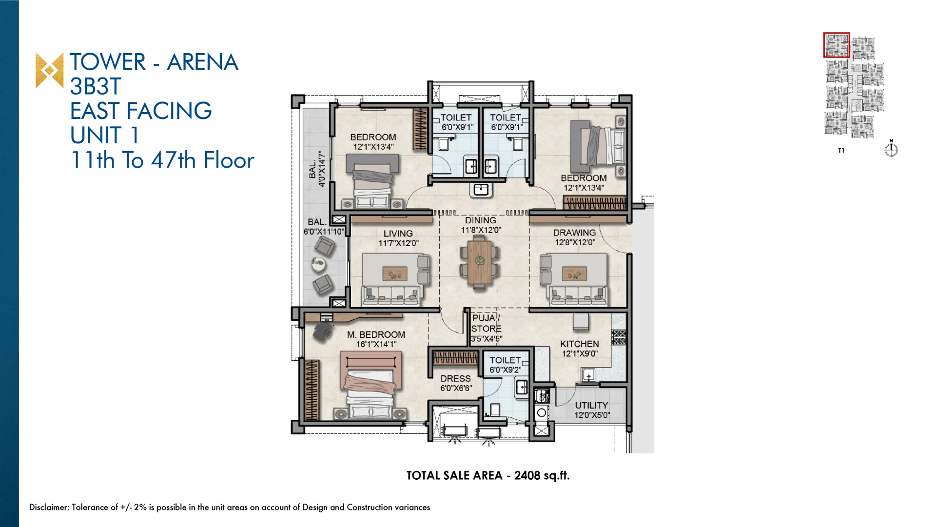 Sapphire 4 BHK floor plan page from the supplied brochure
