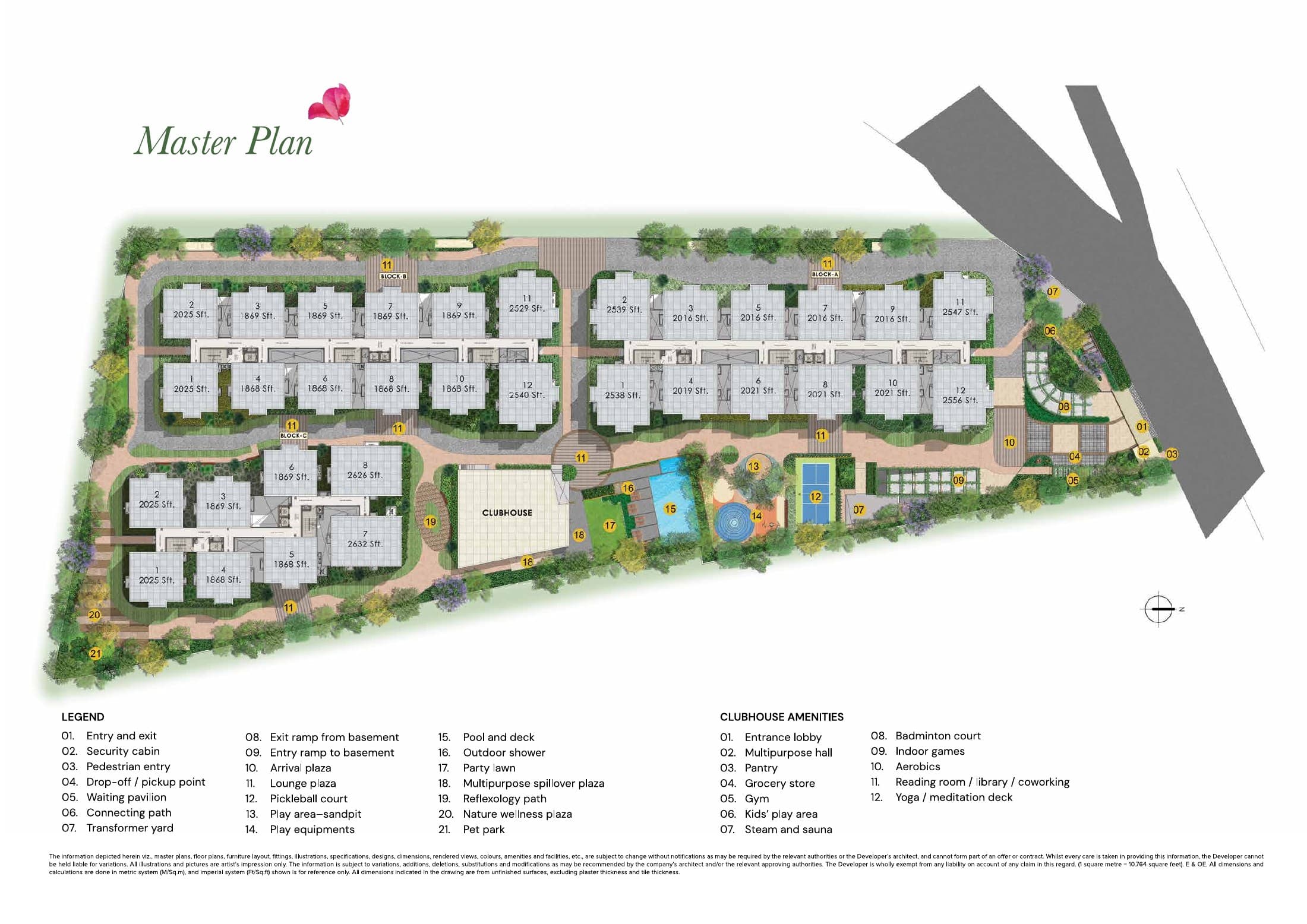 Brigade Enclave master plan and amenity legend
