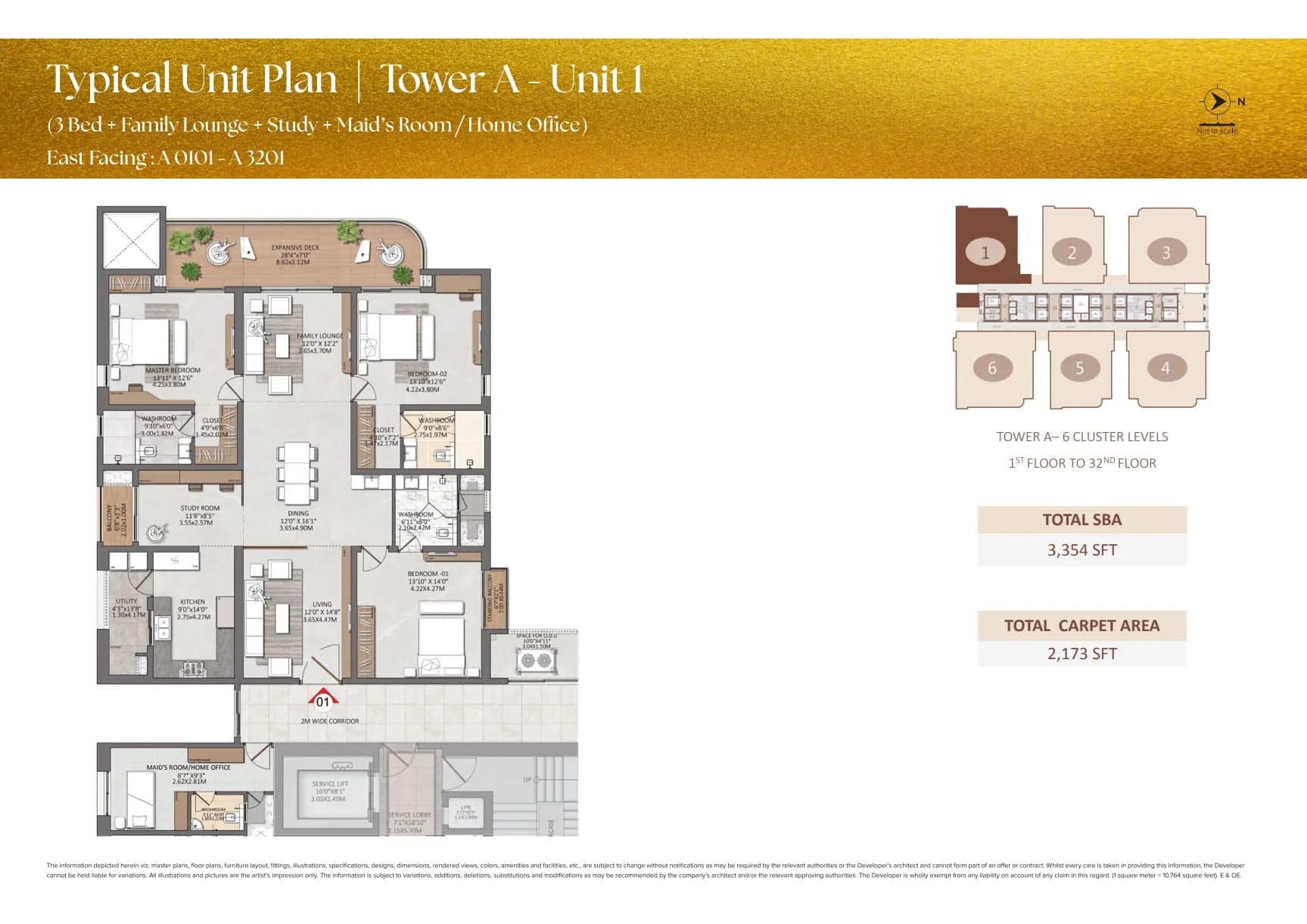 Sample 3 bedroom residence plan from the supplied brochure