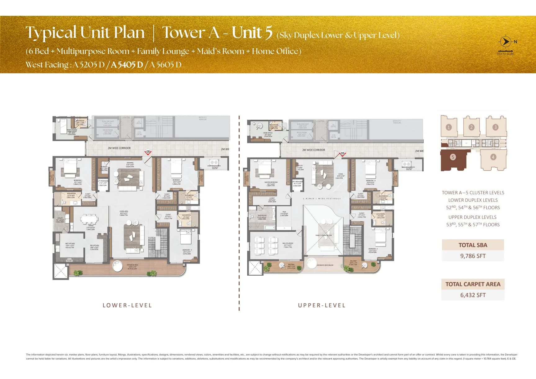 Sample 6 bed duplex Sky Villa plan from the supplied brochure