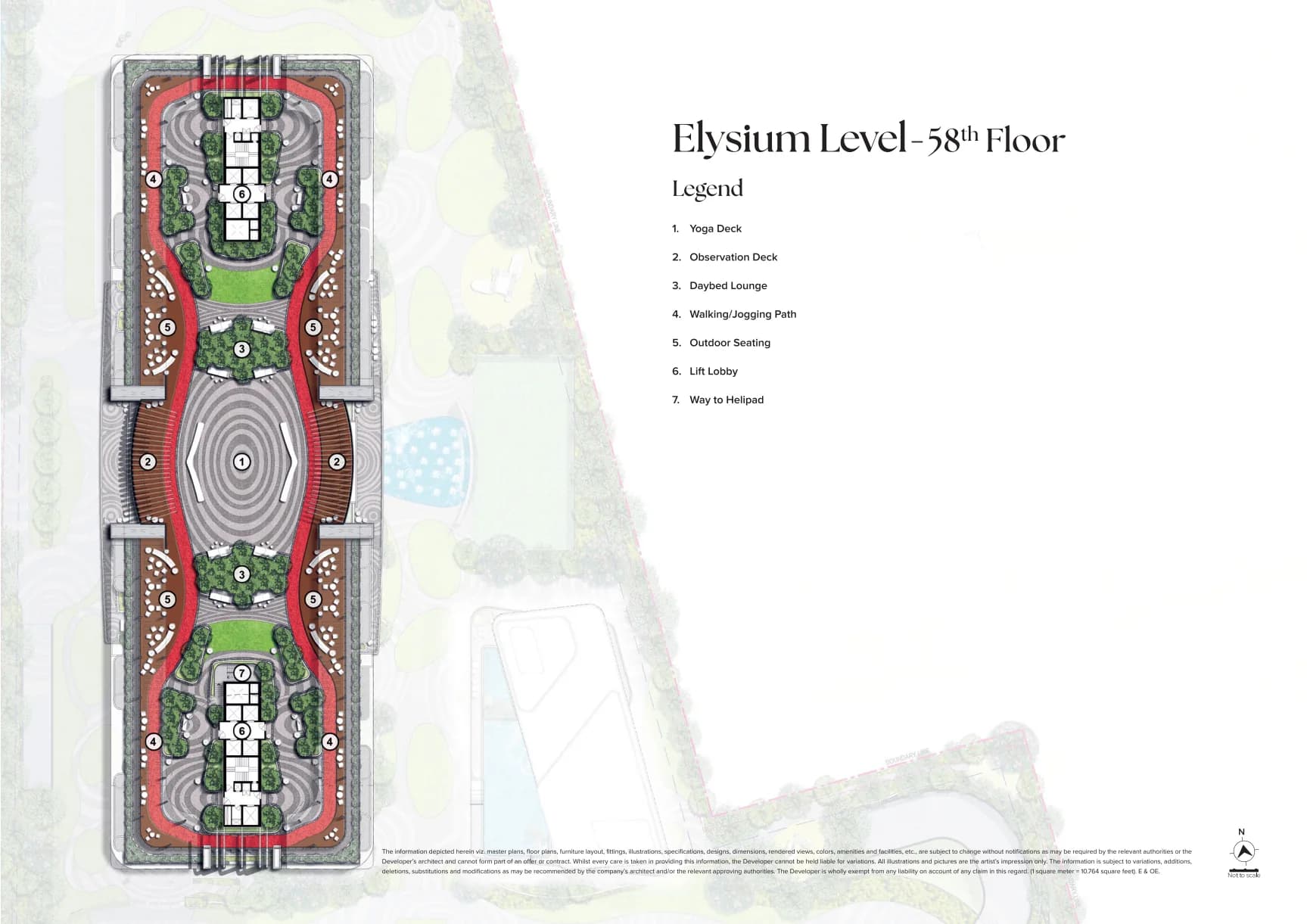 Elysium sky deck plan labelled 58th floor in the supplied brochure
