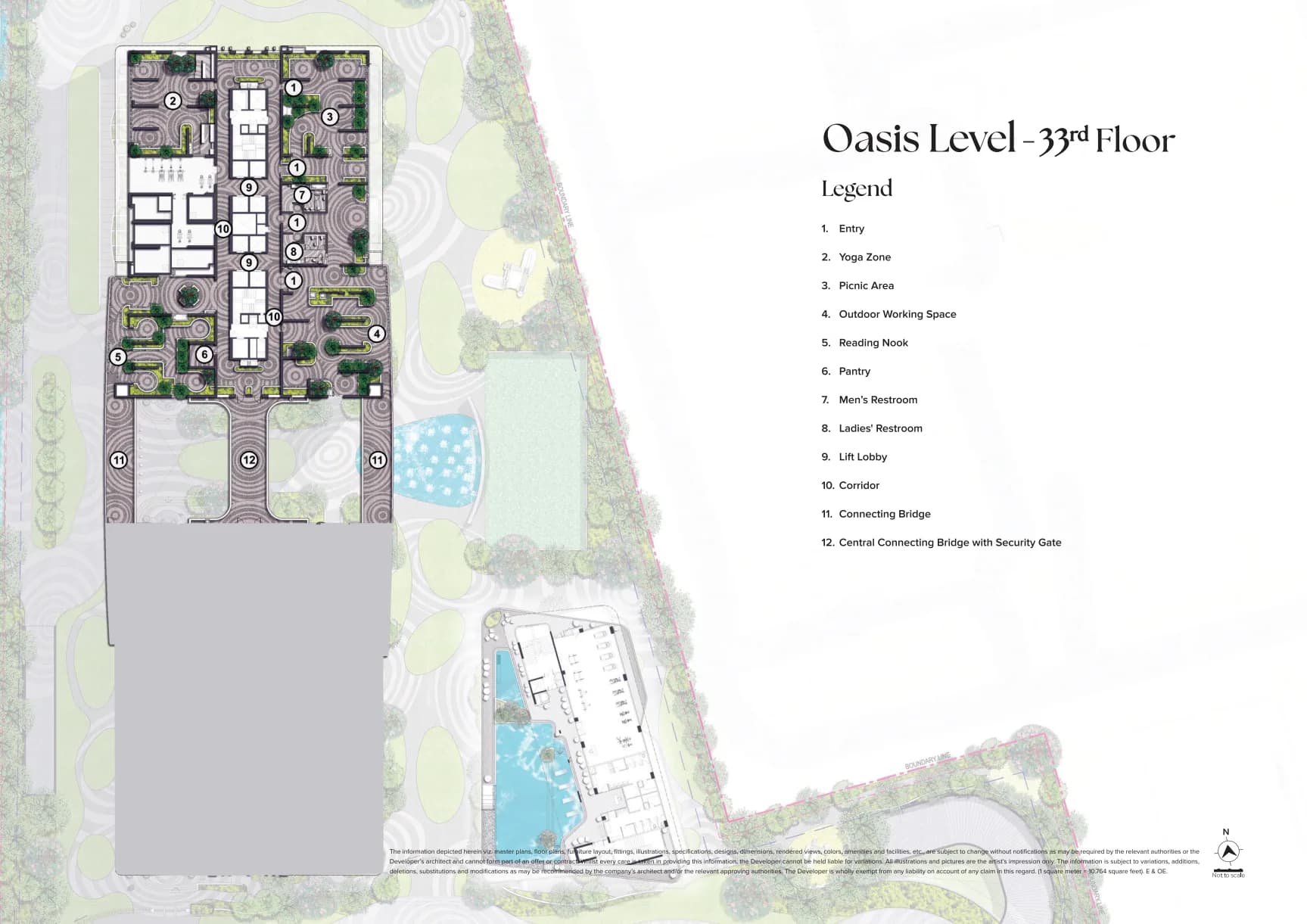 Oasis amenity plan labelled 33rd floor in the supplied brochure