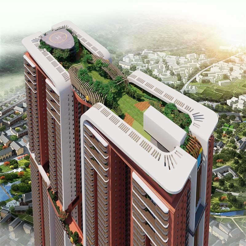 Brigade Gateway rooftop sky garden and helipad view shared with Kairos
