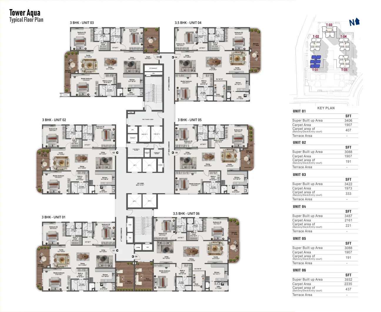 Sattva Lago Tower Aqua floor and unit plans