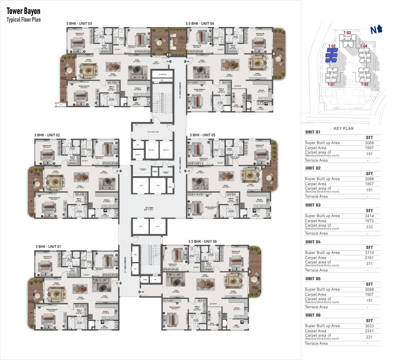 Sattva Lago Tower Bayou floor and unit plans