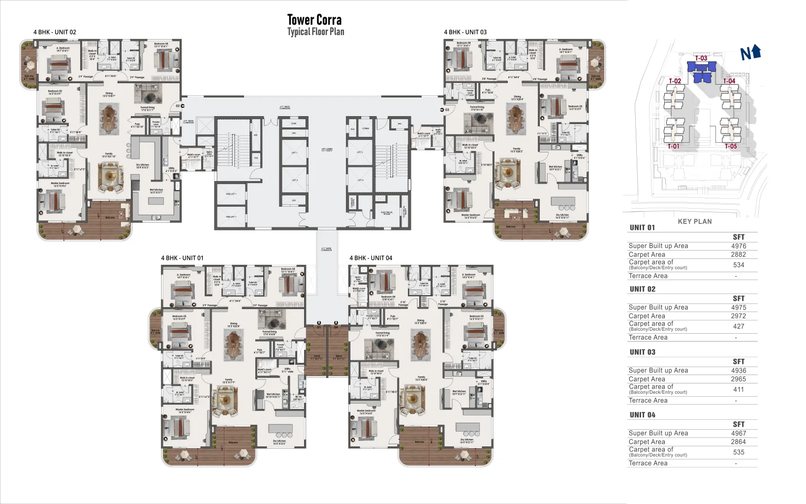 Sattva Lago Tower Fern floor and unit plans