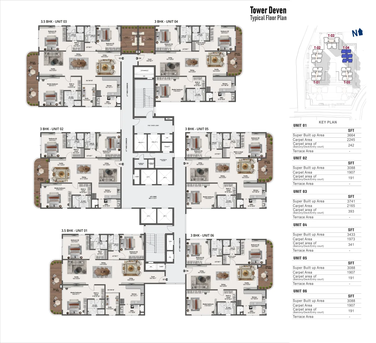 Sattva Lago Tower Deodar floor and unit plans