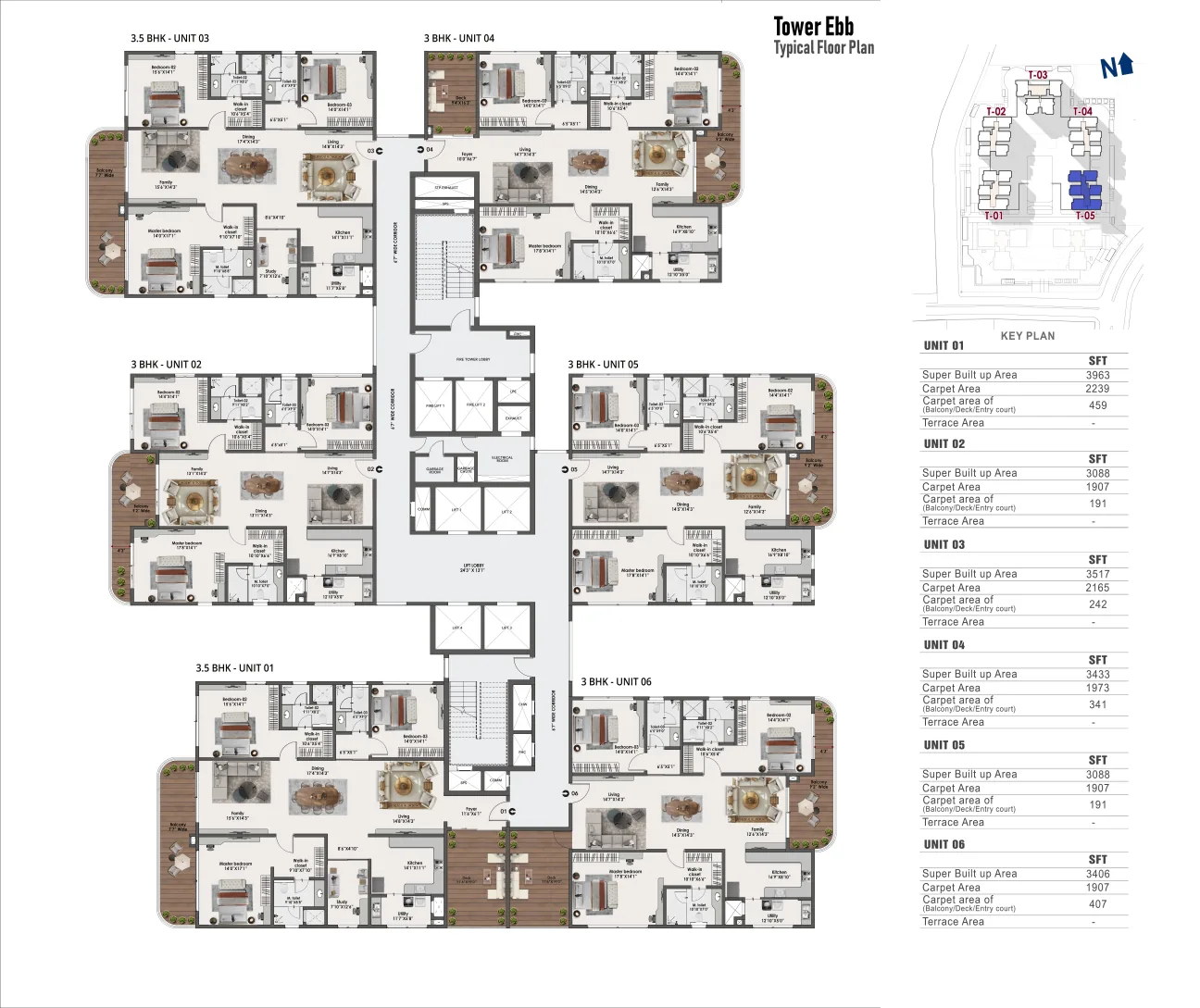 Sattva Lago Tower Elm floor and unit plans